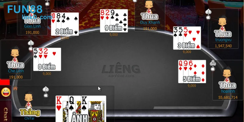 Phòng chơi bài Liêng phong phú cho mọi người trải nghiệm.